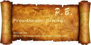 Pressburger Bianka névjegykártya